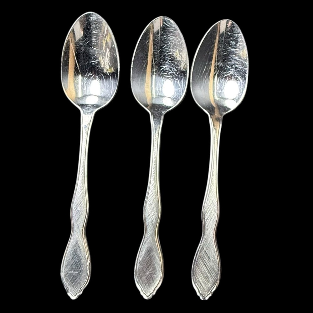 Oneida Ltd 1881 Rogers Stainless Twilight Glossy Satin TeaSpoons Set of 3